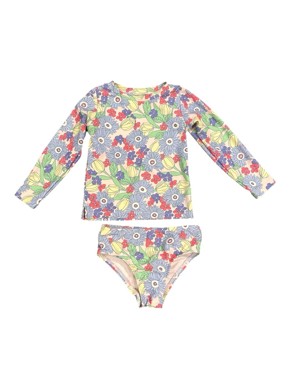 babyGap Toddler Girl Two-Piece Rash Guard Floral Long-Sleeve Rash Summer Size 3T
